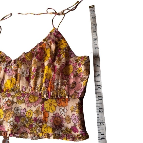 PATRONS OF PEACE floral ruffled cropped bustier top - women’s medium - Picture 10 of 13